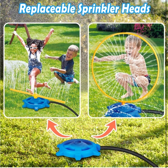 Kids Waterπ¦2 in 1 Sprinklersπ¦Toy w Circle & Crossbar Rotating Sprayπ¦Nozzles - Picture 3 of 8